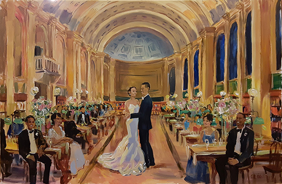 Wedding painting at Boston public library