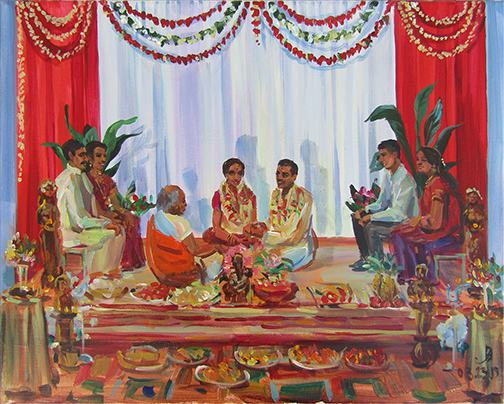 Indian wedding ceremony painting