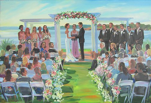 Wedding ceremony painting at Ocean Cliff, Newport,Ri